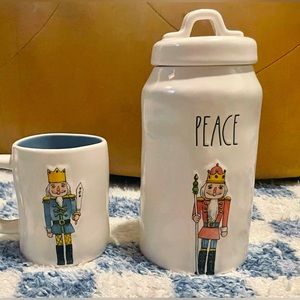 Rae Dunn Peace canister with lid & nutcracker mug